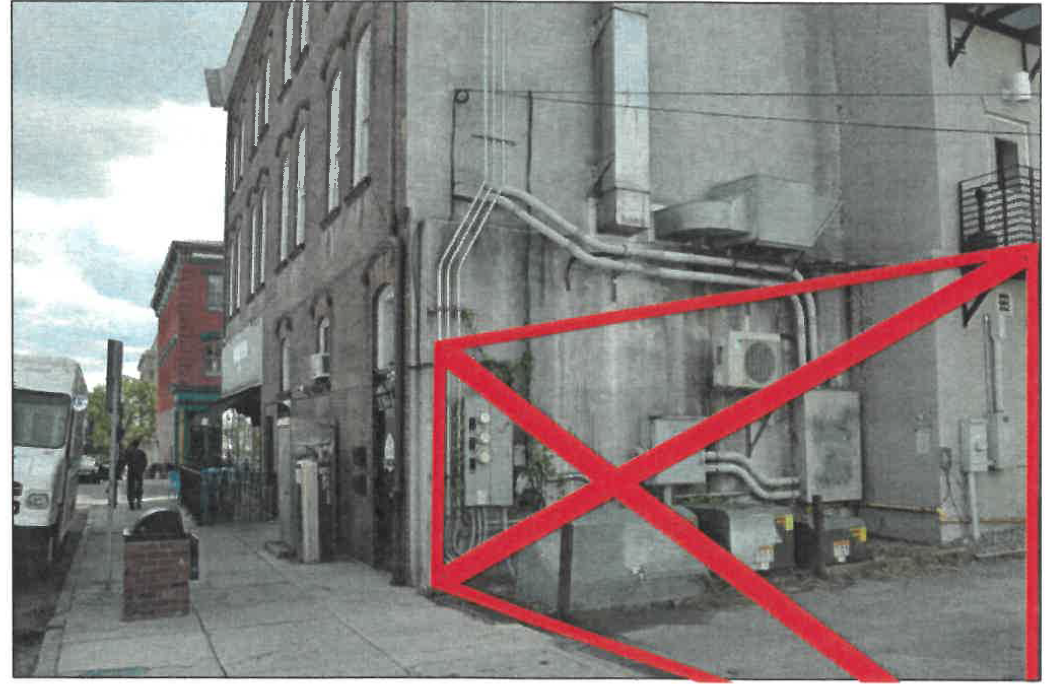 Not permitted, visible from the street-space