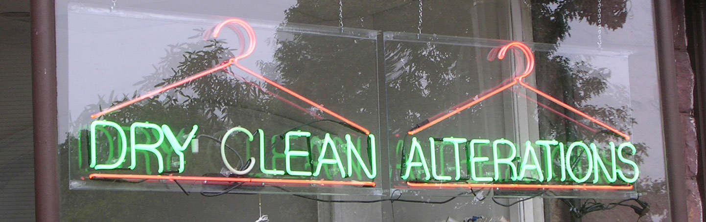 Neon sign within the shopfront window