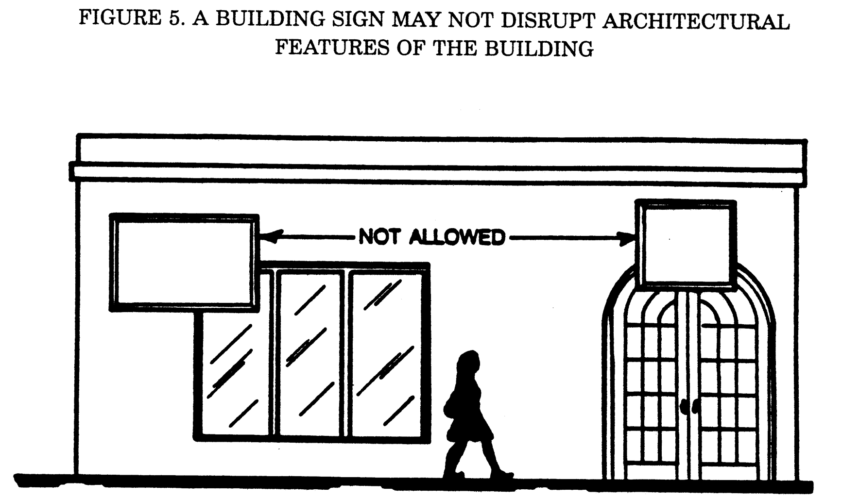 Figure 5—A Building Sign May Not Disrupt Architectural Features of the Building