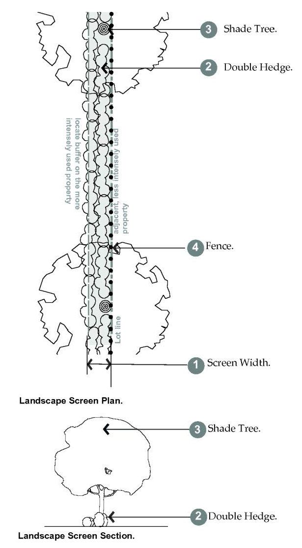 Figure 27-905(3). Landscape Screen within Side & Rear Buffer.