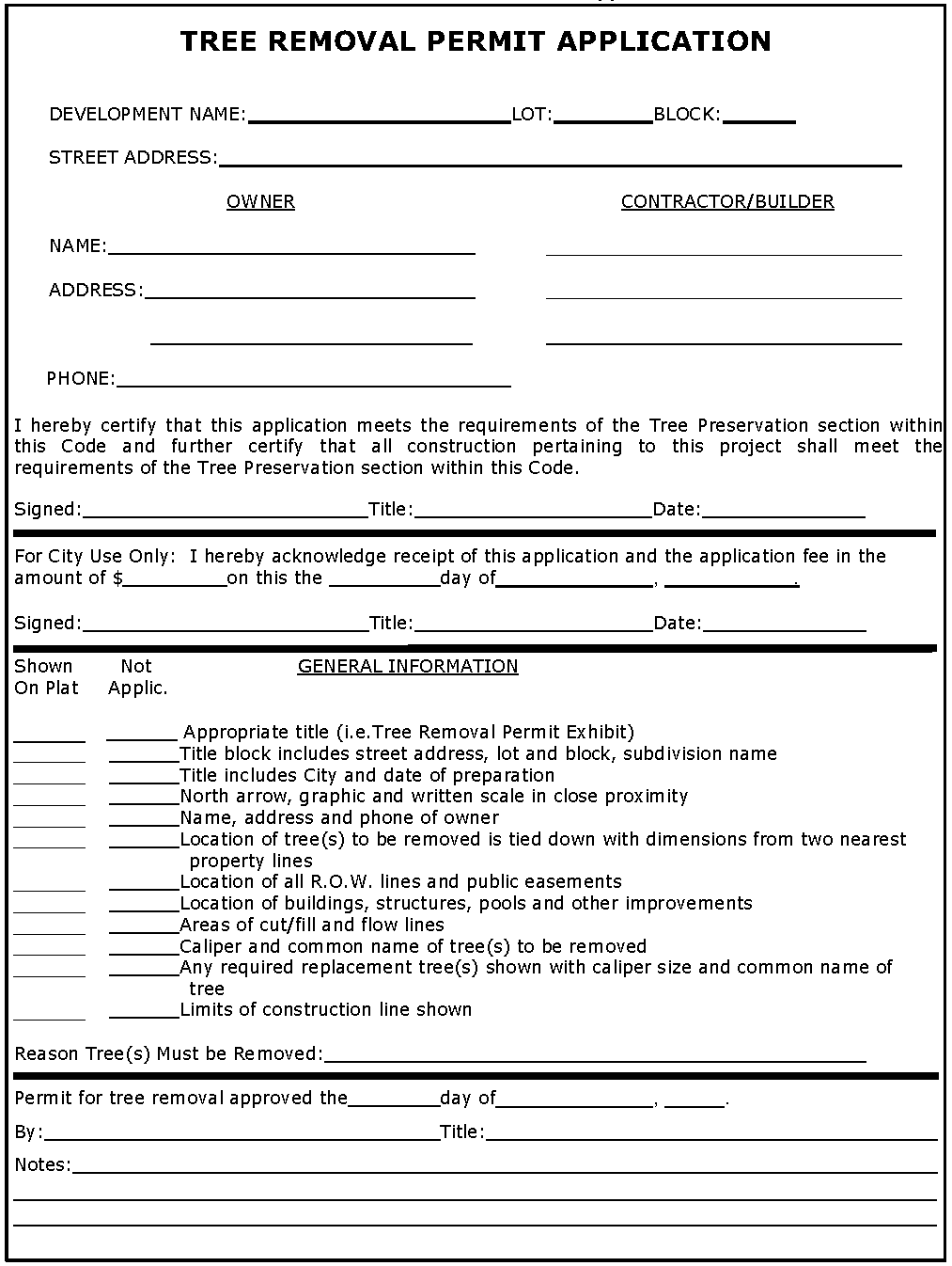 Exhibit B - Tree Removal Permit Application