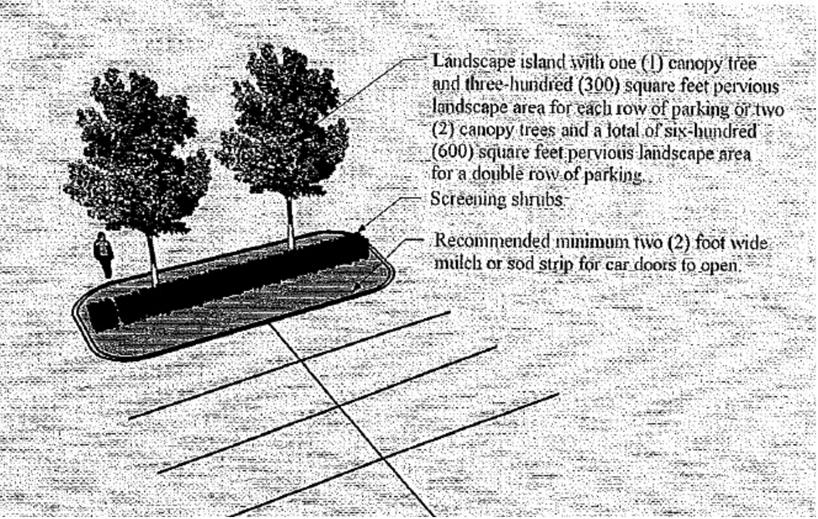 Figure C — Interior Parking Areas Single and Double-Row Terminal Landscape Island — Perspective View