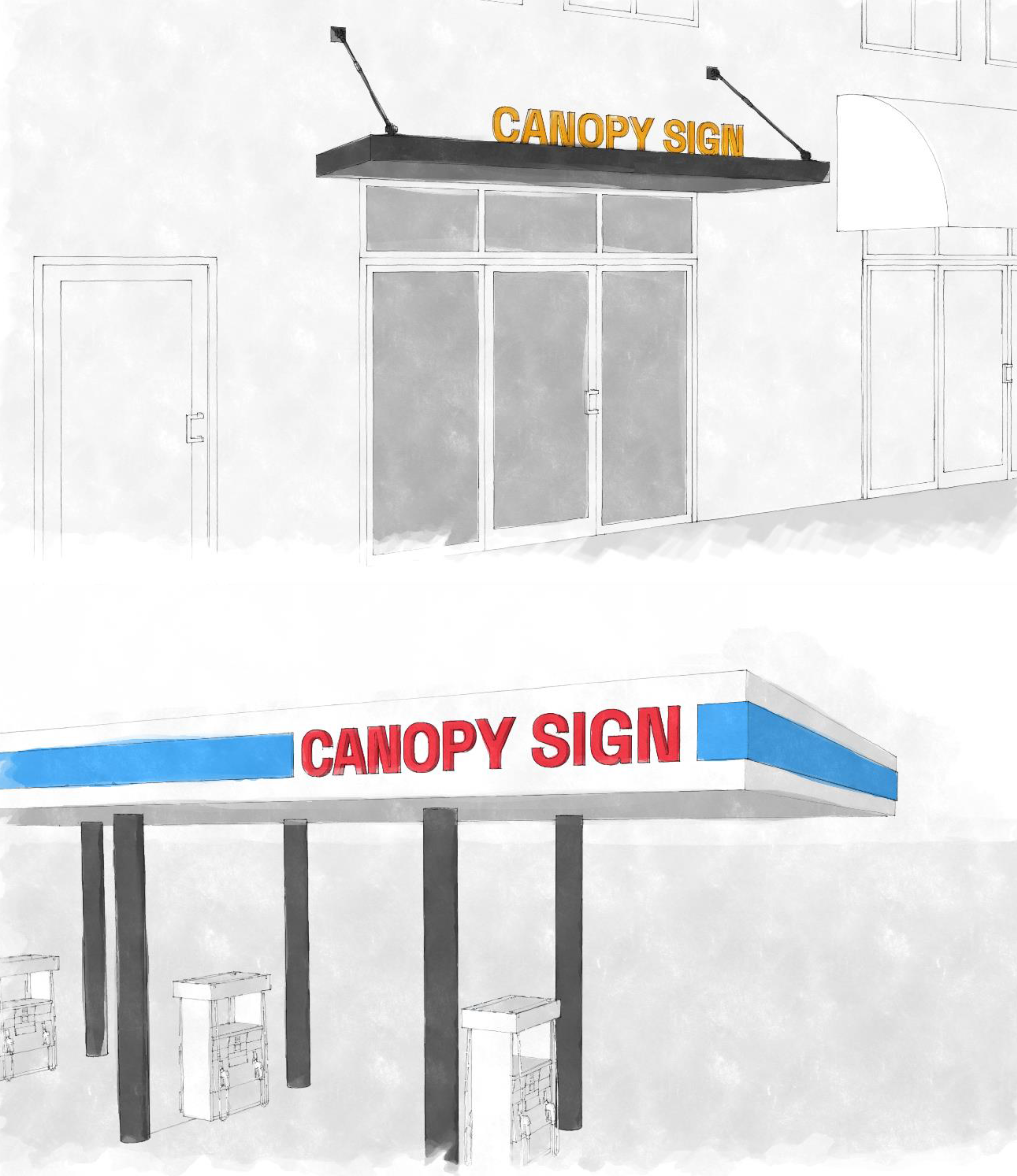Figure 10.3.6: Canopy Sign Examples.