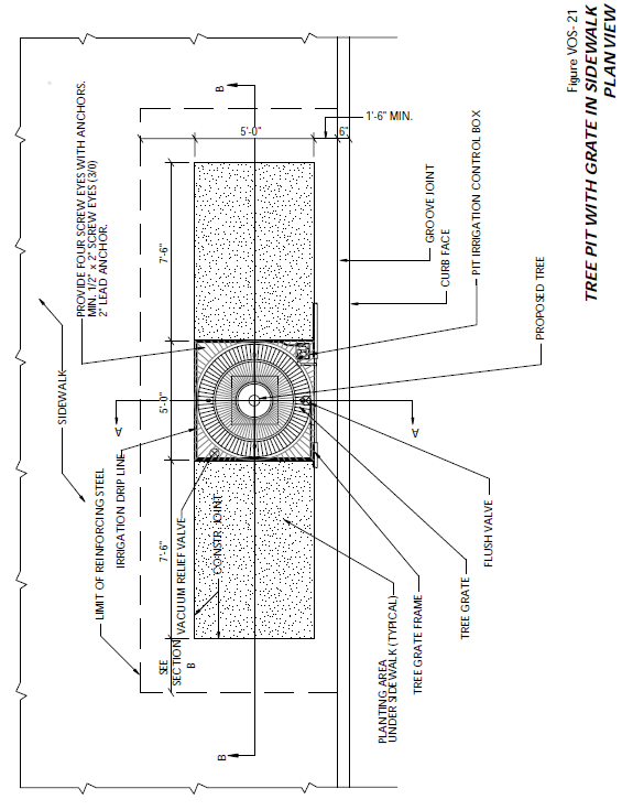 Tree Pit with Gate in Sidewalk Plan View