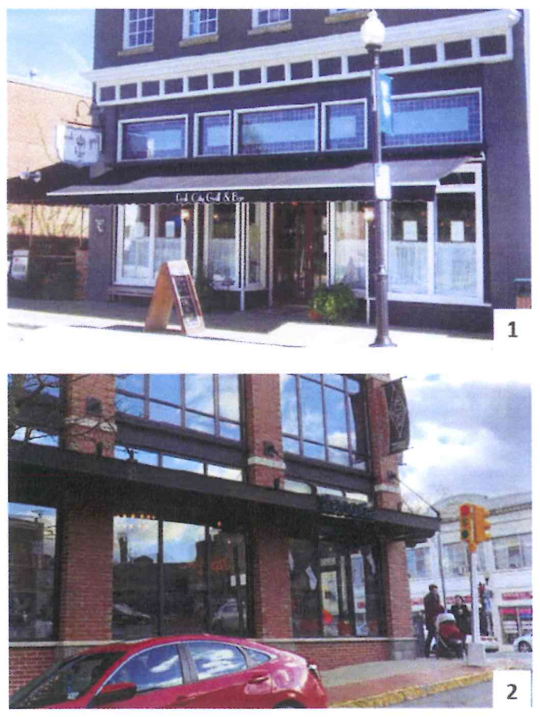 Figure 3-5: Examples of shopfronts and details 1. Shopfront with a recessed doorway 2. Shopfront with metal canopy