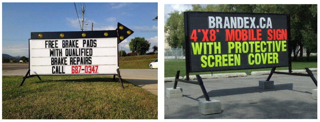 Examples of Prohibited Portable Manual Reader Board Signs