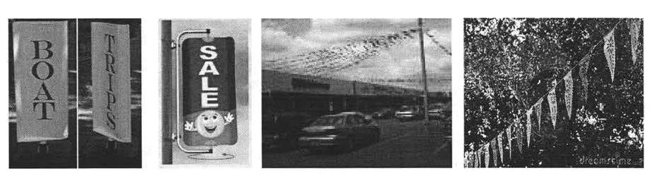 Figure A: Examples of prohibited rotating, spinning and streamer signs