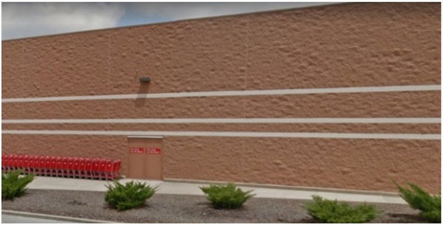 Larger bricks or concrete masonry units (CMUs) with color and texture can be appropriate for "big box" or larger buildings.