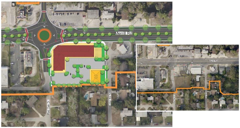 Figure 8 - Conceptual before and after along Merrill Road.