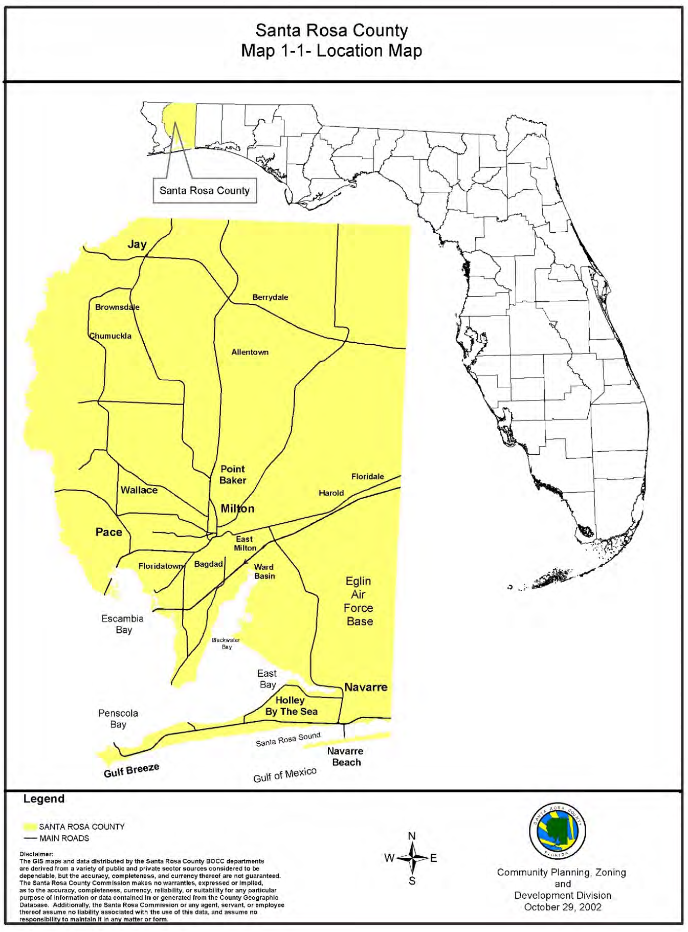 Mapa De Santa Rosa, Florida