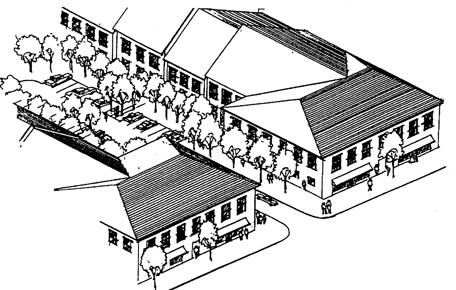 Mixed Use Area Arial Perspective