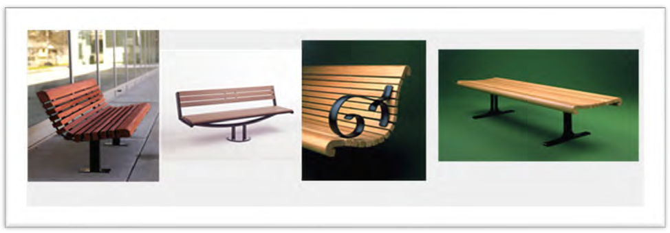 Figure 122-810.2 Stylistic Examples of Permitted Lilly Creek Trail Benches and Seating