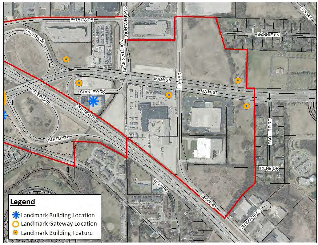 Figure 122-823.7 Landmark Building and Feature Map in the East of Highway Sub-District
