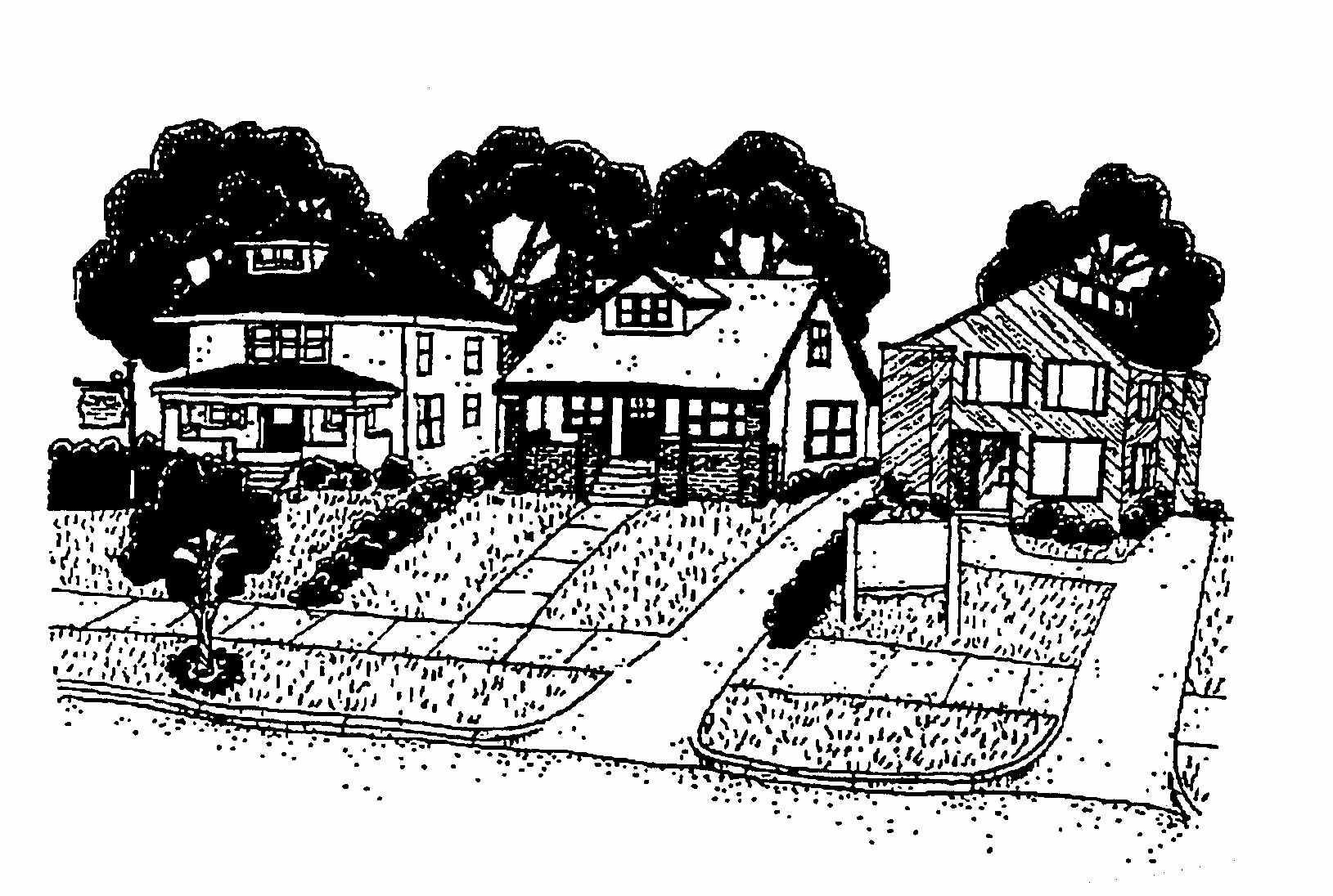 Suburban Community Clipart Black And White