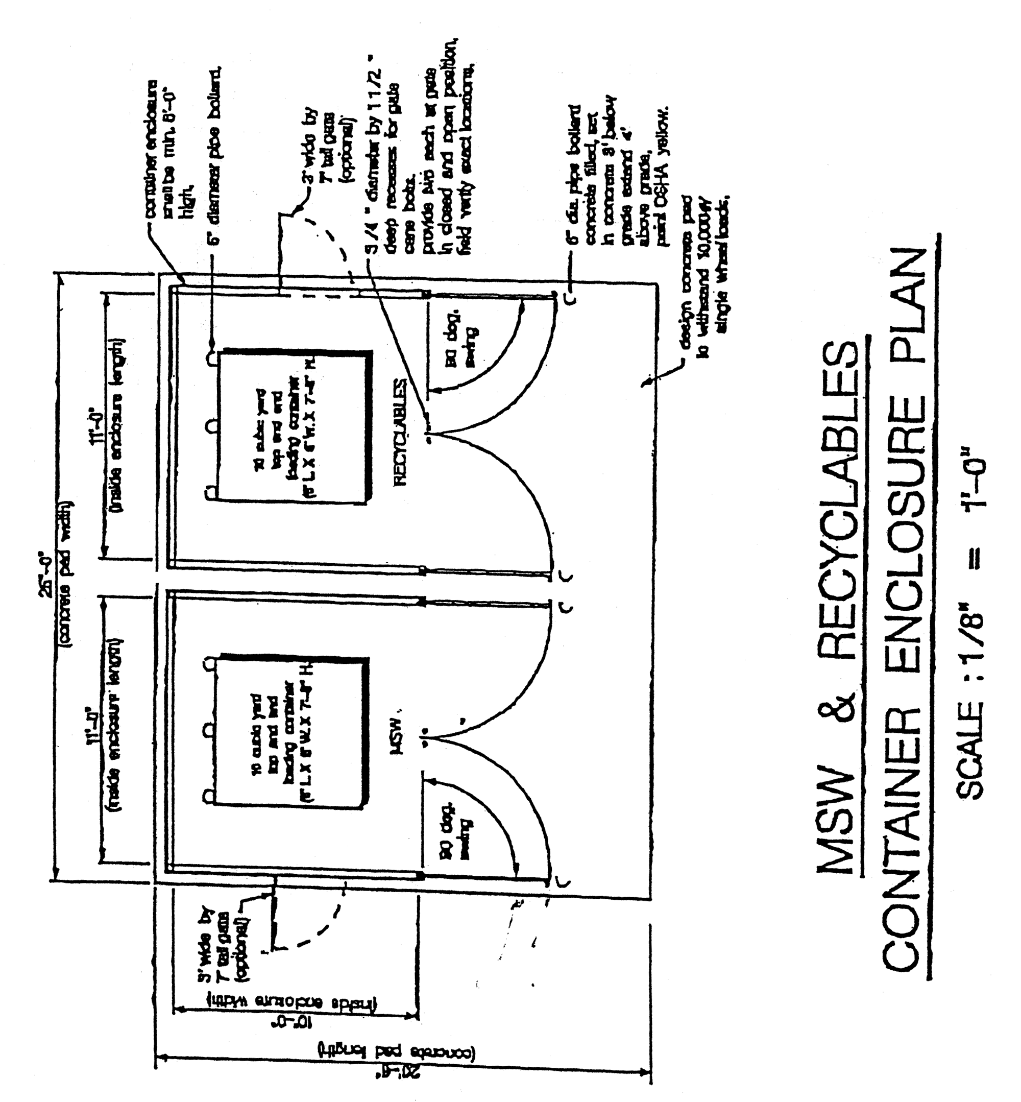 MSW & recyclables container enclosure plan