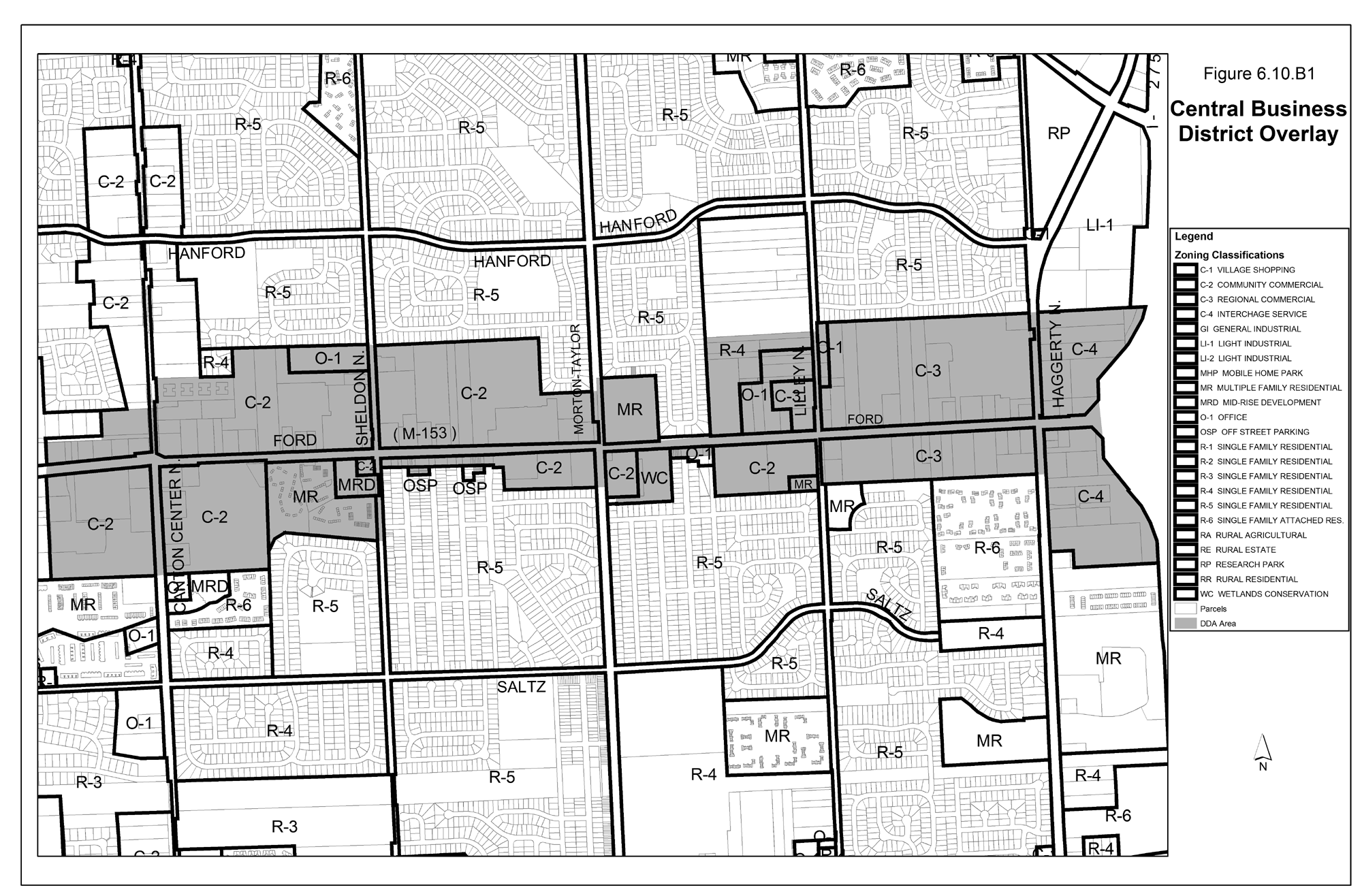 Map of Central Business District Overlay Boundaries