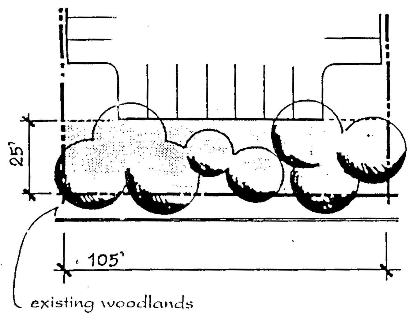 FIGURE 5. PARKING LOT LANDSCAPED STRIP, OPTION (e)