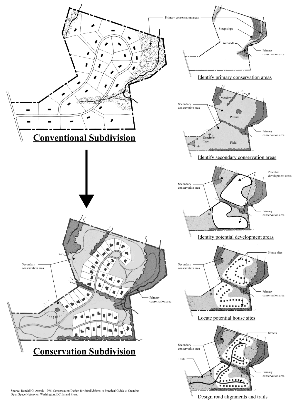 FIGURE 19.1 CONSERVATION SUBDIVISION DESIGN PROCESS
