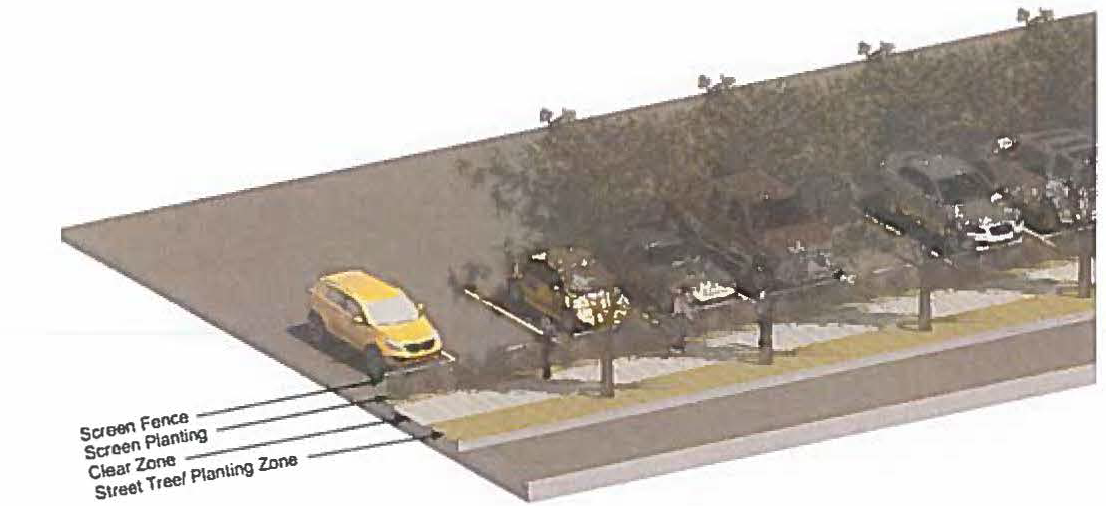 Image showing screening of off-street parking.