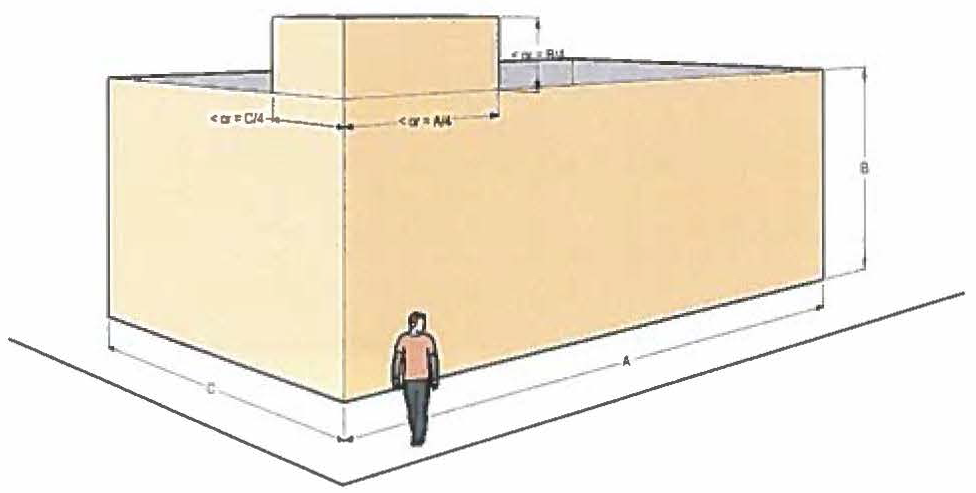 Image showing permitted massing of corner buildings within the Downtown Overlay.