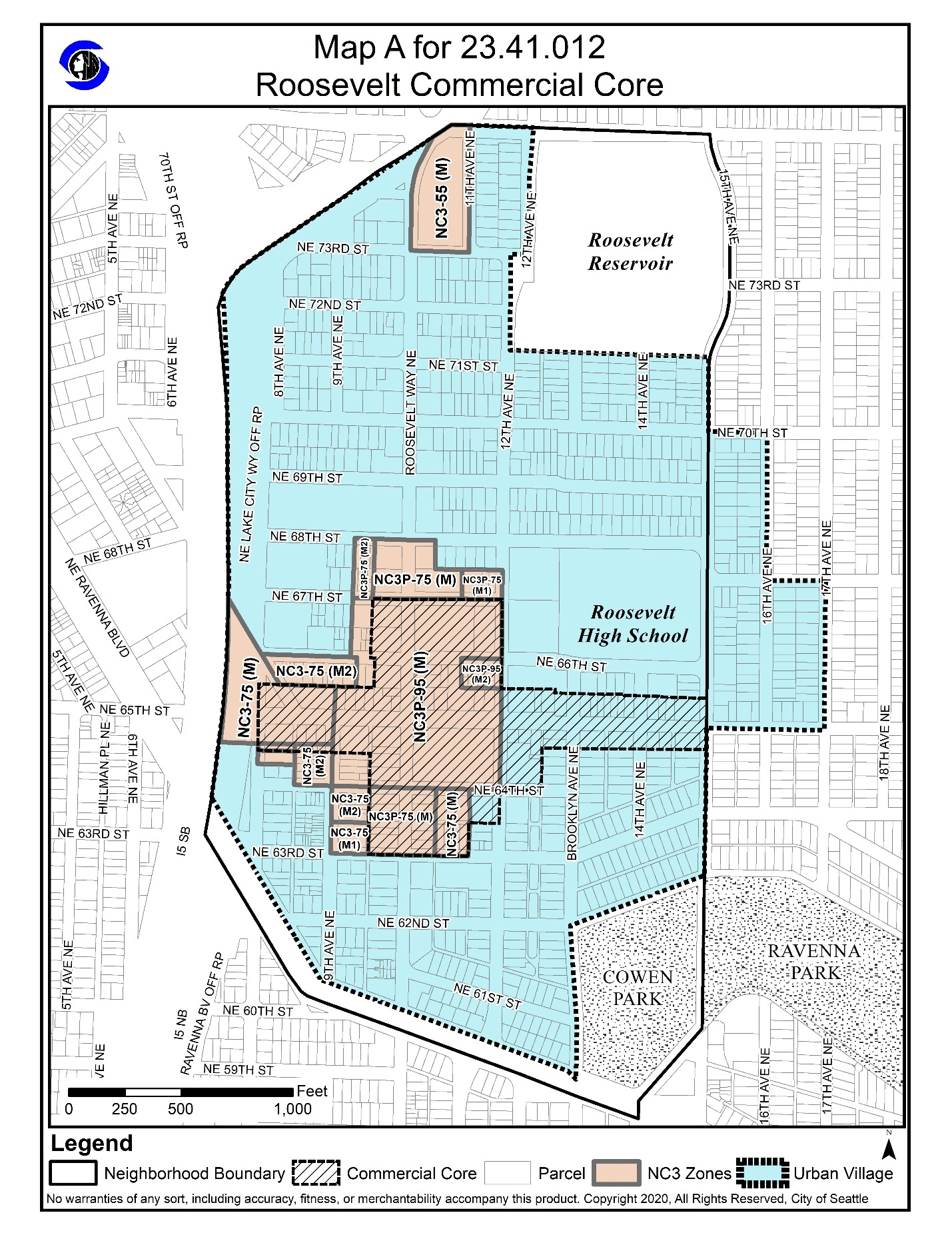 Map A for 23.41.012 Roosevelt Commercial Core