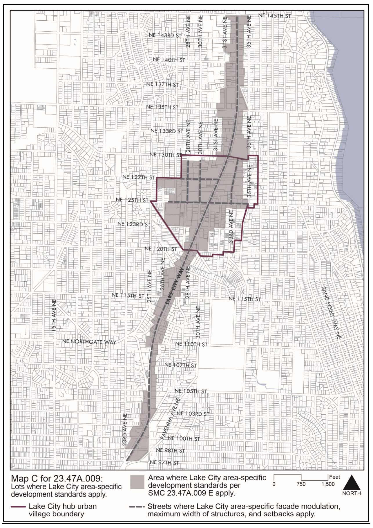 Map C for 23.47A.009 Lots where Lake City area-specific development standards apply