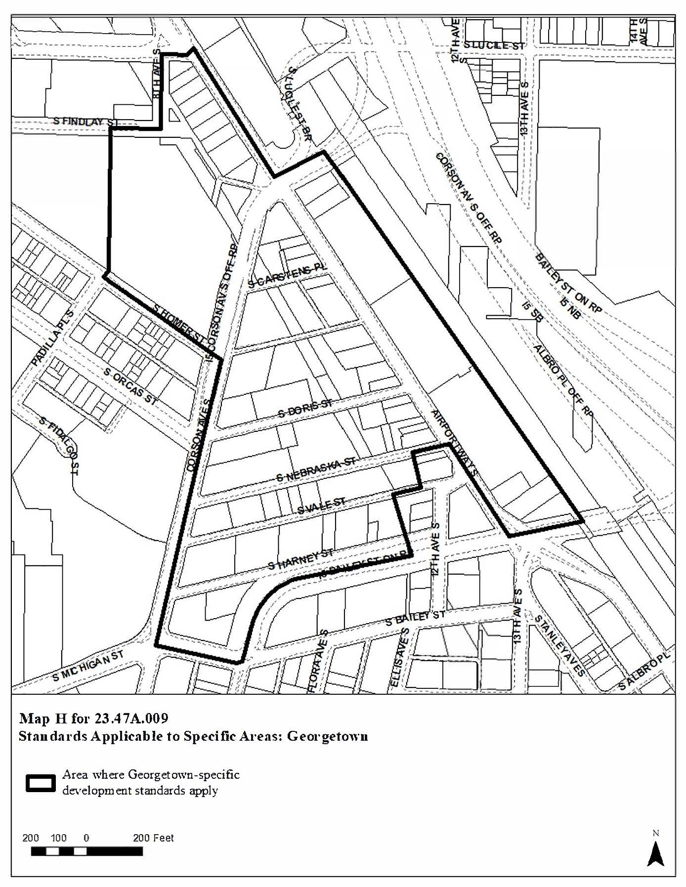 Map H for 23.47A.009 Standards Applicable to Specific Areas: Georgetown