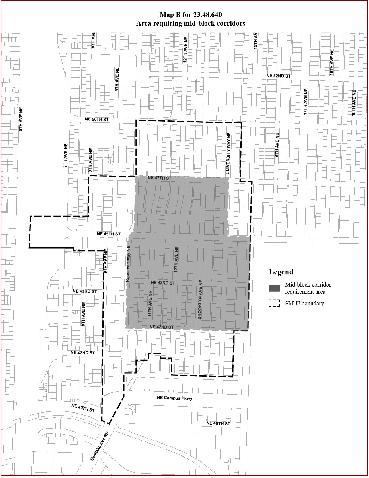 Map B for 23.48.640 Area requiring mid-block corridors