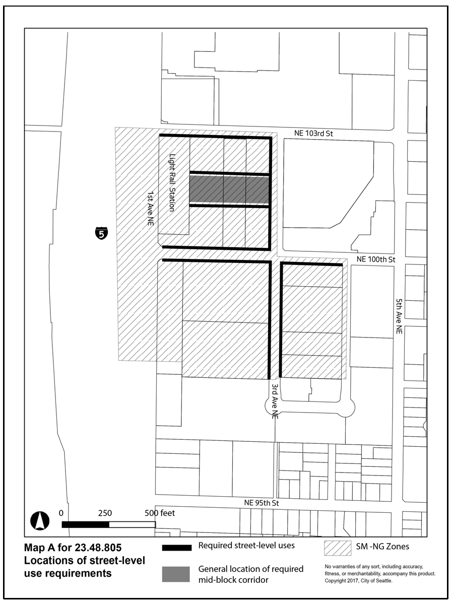 Map A for 23.48.805 Locations of street-level use requirements