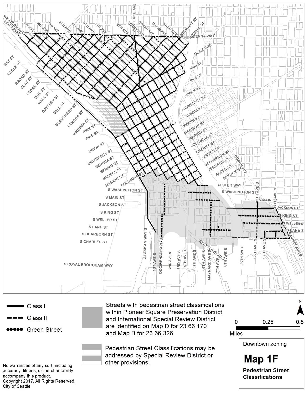Map 1F: Pedestrian Street Classifications