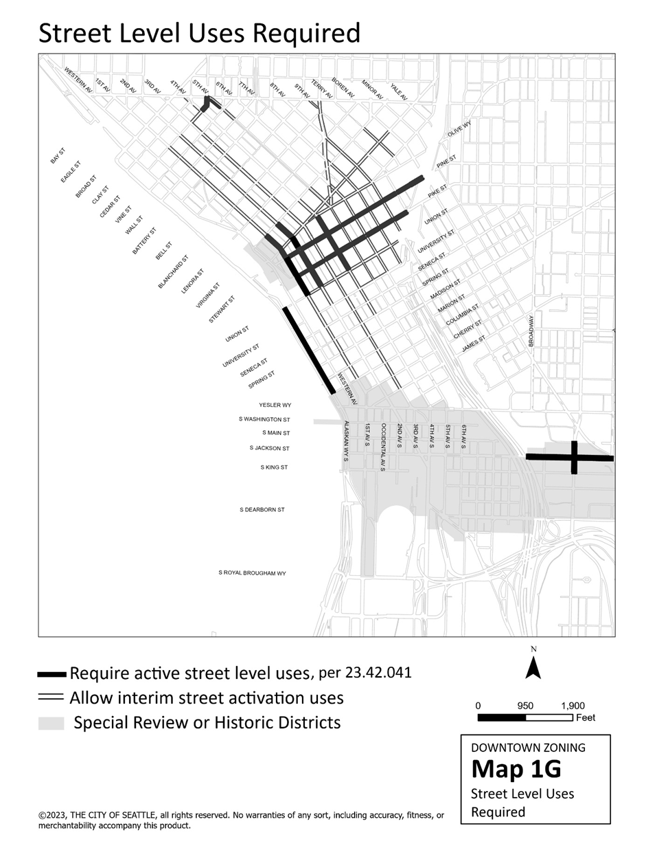 Map 1G: Street Level Uses Required