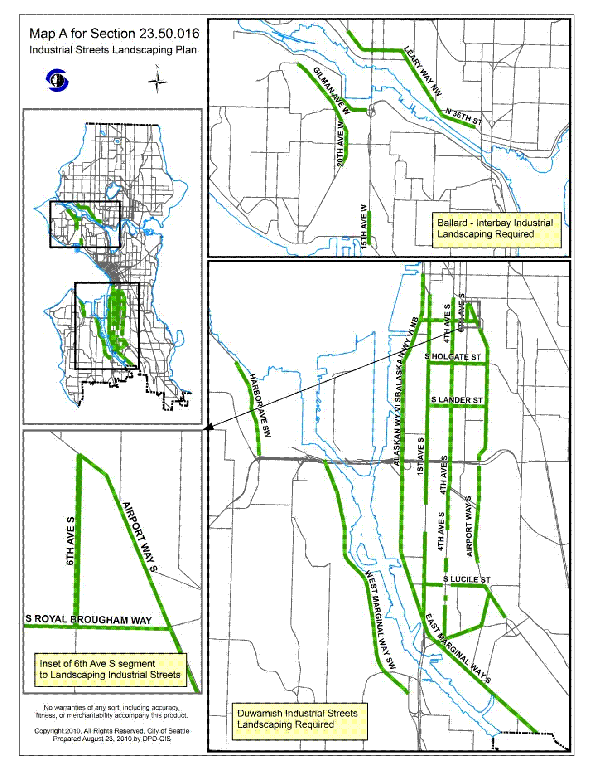 Map A for Section 23.50.016 Industrial Streets Landscaping Plan