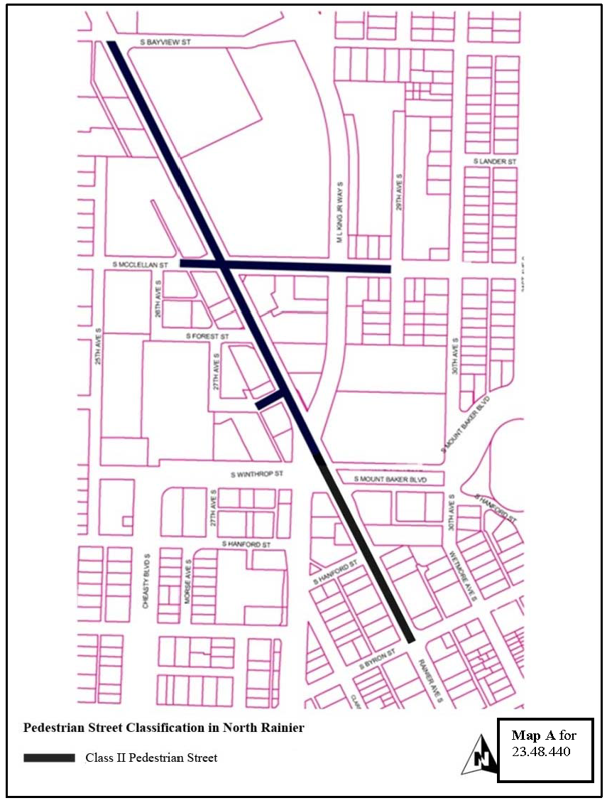 Map A for 23.48.440 Pedestrian Street Classifications in North Rainier