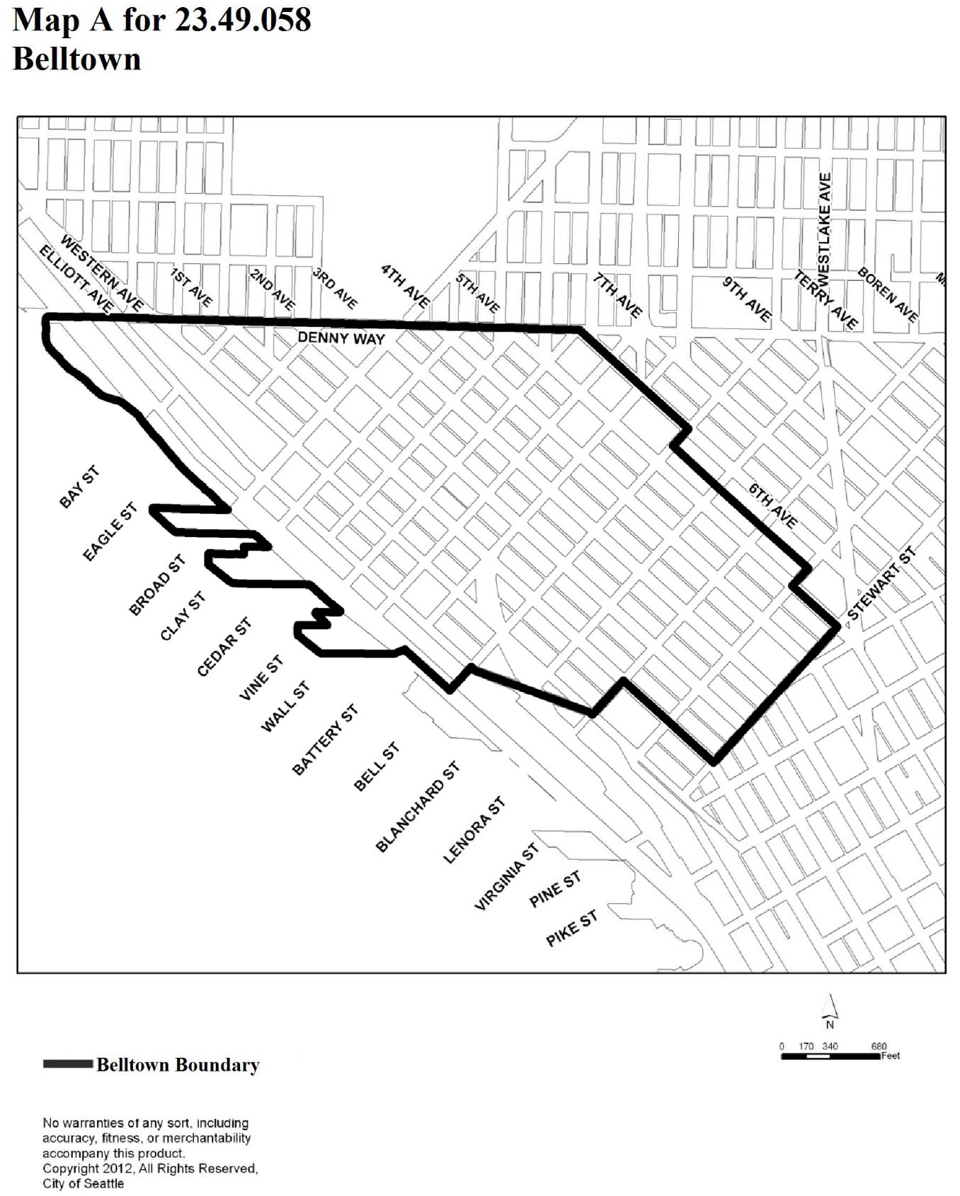 Map A for 23.49.058 Belltown