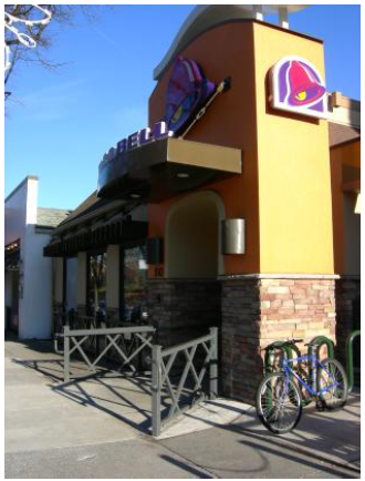 National chains can provide street-oriented buildings.