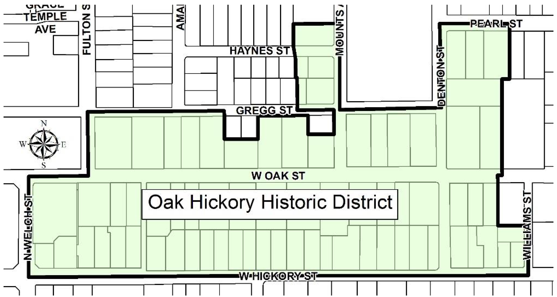 Figure 4.9-1: Approximate Boundaries of the Oak-Hickory Historic District