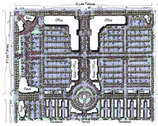 Mixed Use Diagram 5: Example of a Mixed-Use Regional Employment Center (MURE) Concept