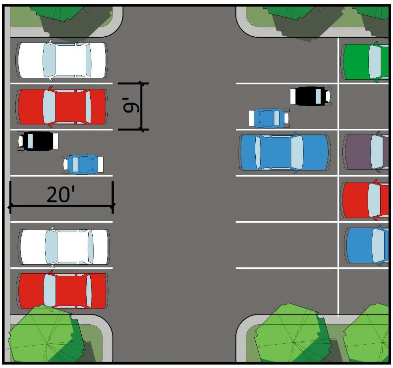 Figure 522.9.R.-2 Neighborhood Vehicle Parking in Standard 90 Degree Parking Space