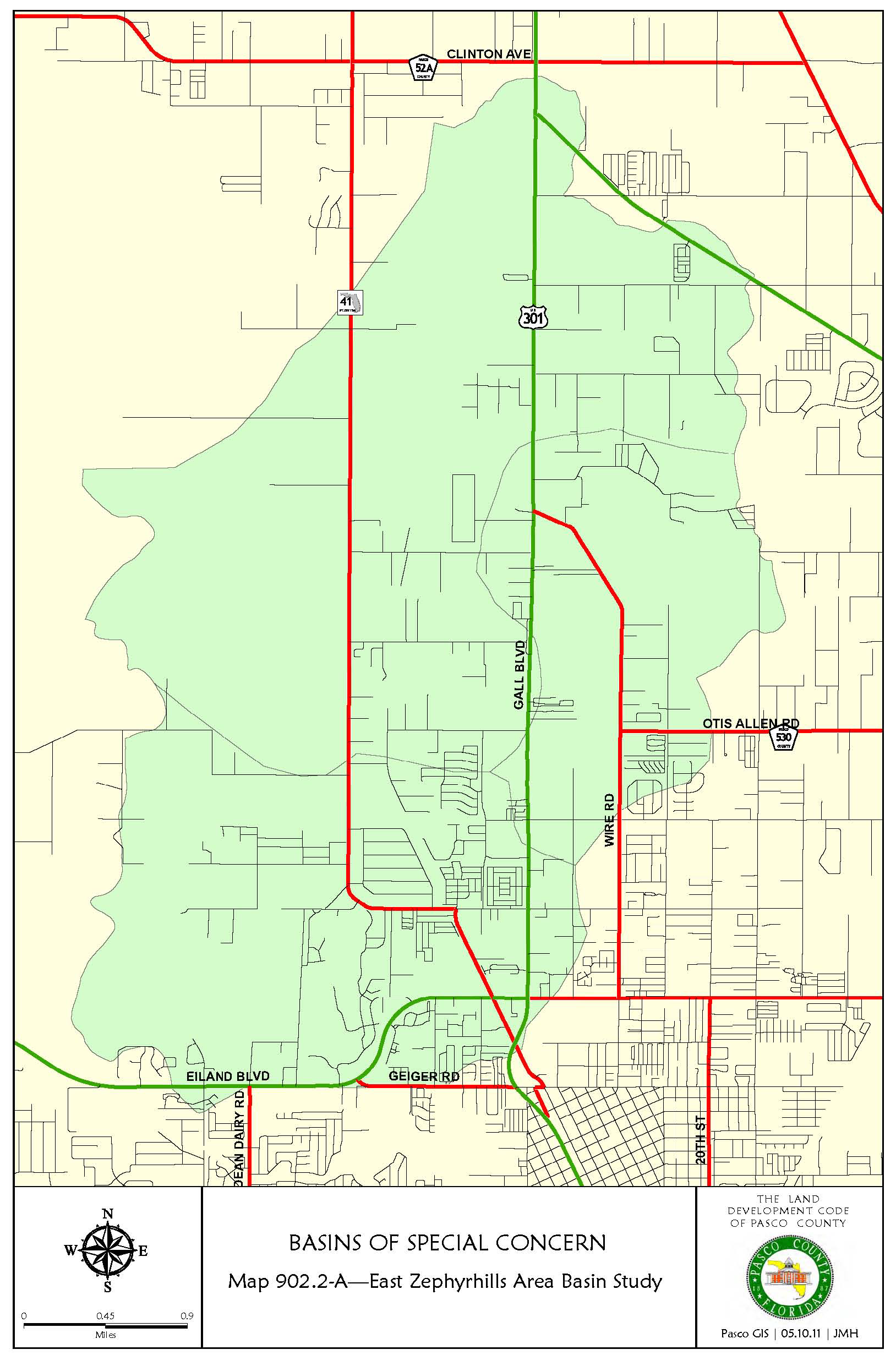 BASINS OF SPECIAL CONCERN MAP 902.2-A - EAST ZEPHYRHILLS AREA BASIN STUDY