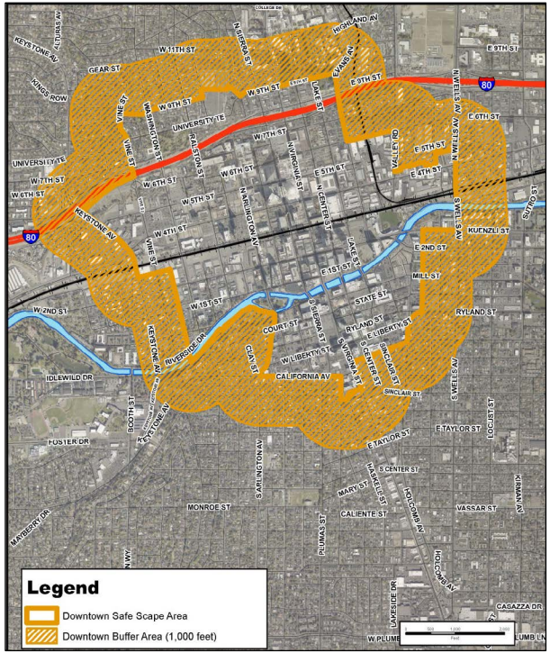 Figure 3-2 Downtown Safe Scape and Buffer Area