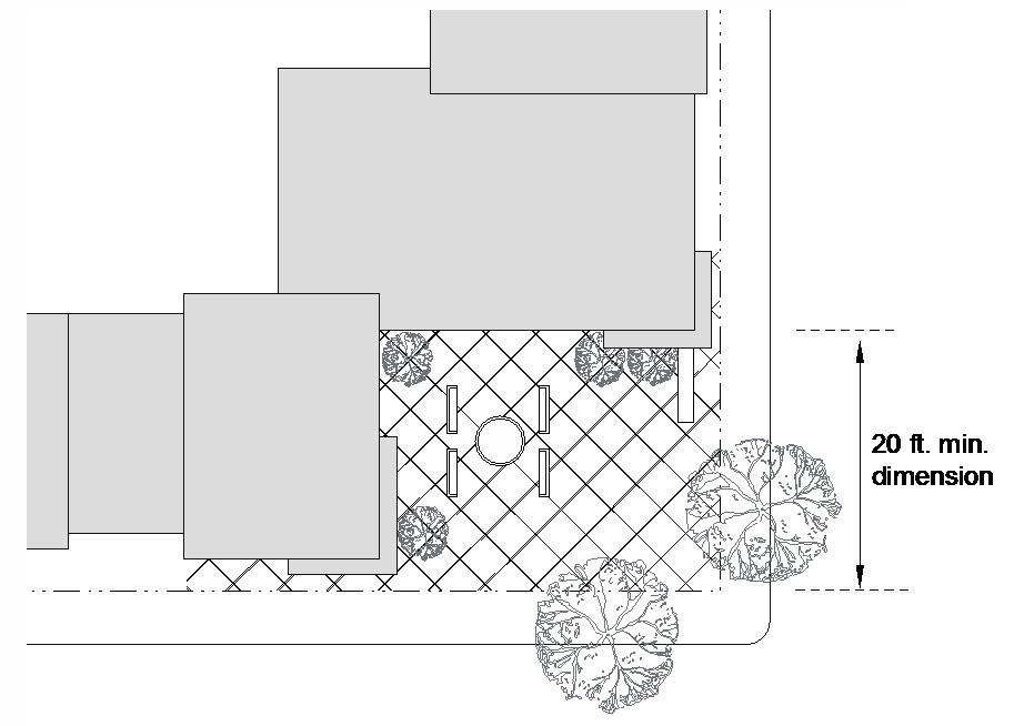 FIGURE 15-1004-D.1.c: MINIMUM REQUIRED PUBLIC PLAZA DIMENSION