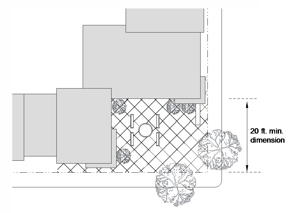 FIGURE 15-1104-E.1.c: MINIMUM REQUIRED PUBLIC PLAZA DIMENSION