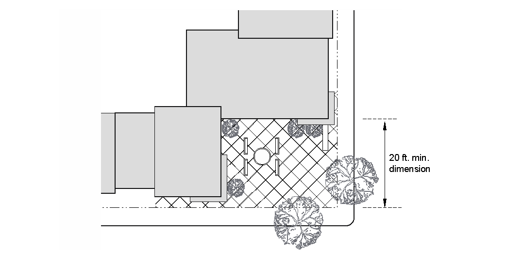 FIGURE 15-1504-I.1.C: MINIMUM REQUIRED PUBLIC PLAZA DIMENSION