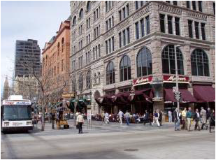 Orienting pedestrian entrances to the sidewalk is an essential ingredient of Downtown revitalization.