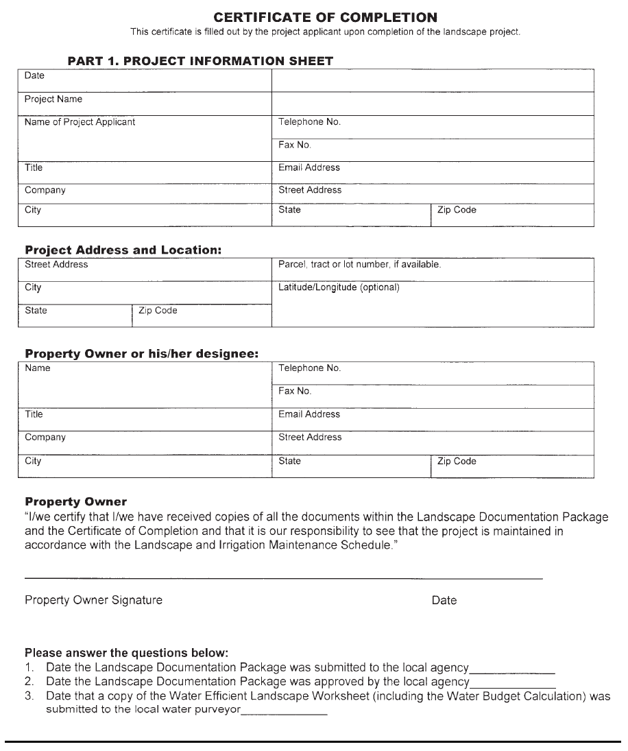 Figure 19.570.060.C - Sample Certificate of Completion