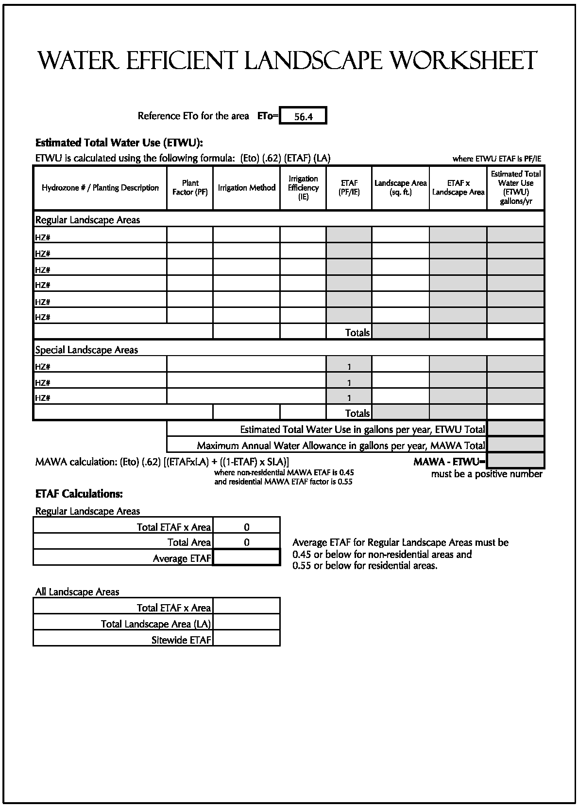 Figure 19.570.030.B - Sample Water Efficient Landscape Worksheet