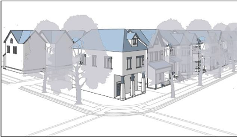 Figure 3314E1. Illustrating sidewalk, street trees, and curb and gutter