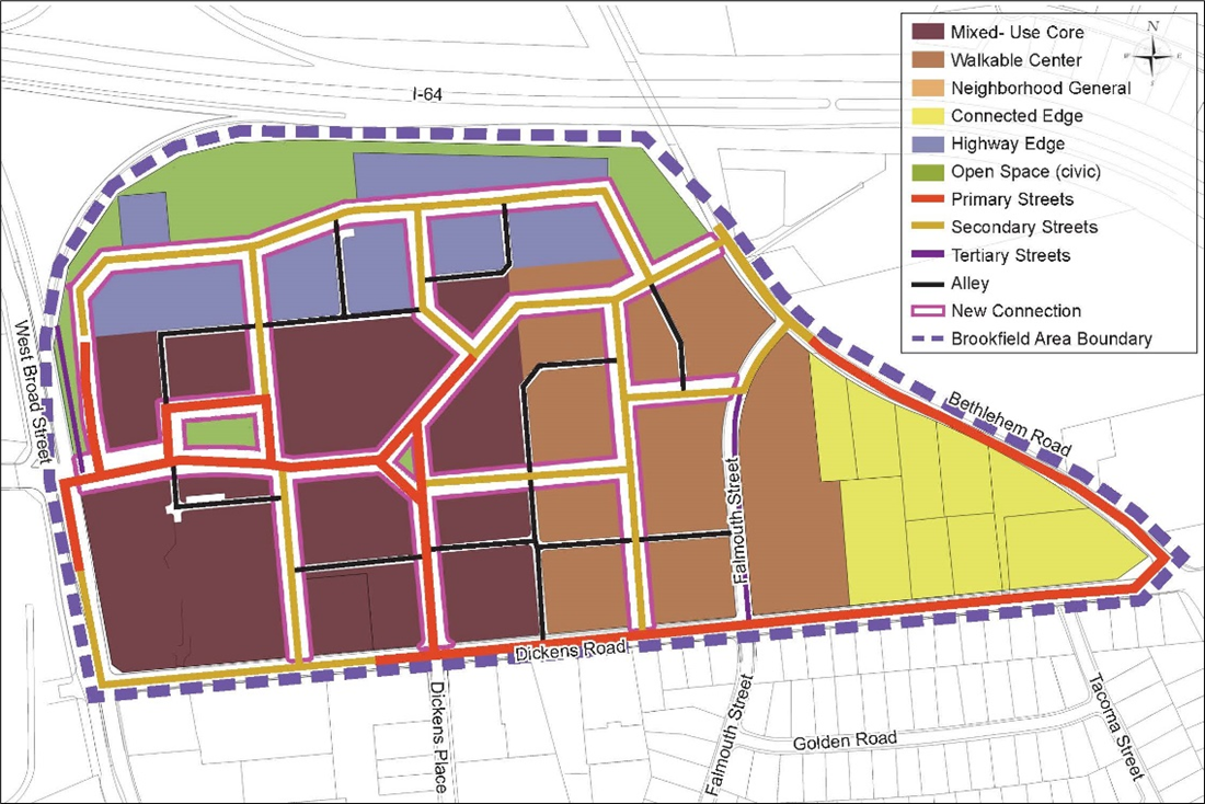Figure 3863: Brookfield Area Regulating and Street Hierarchy Plan