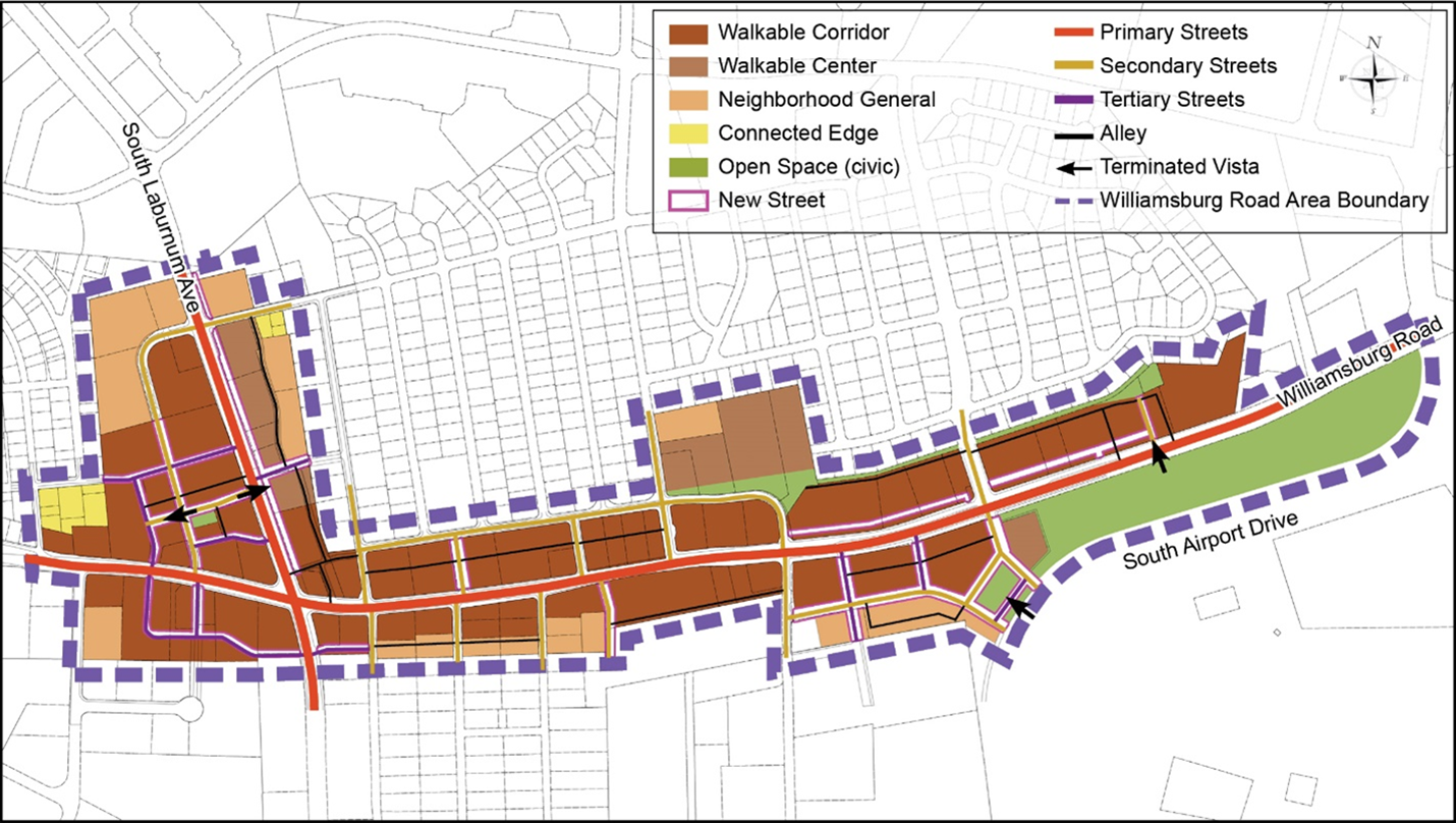Figure 3871: Williamsburg Road Area Regulating and Street Hierarchy Plan