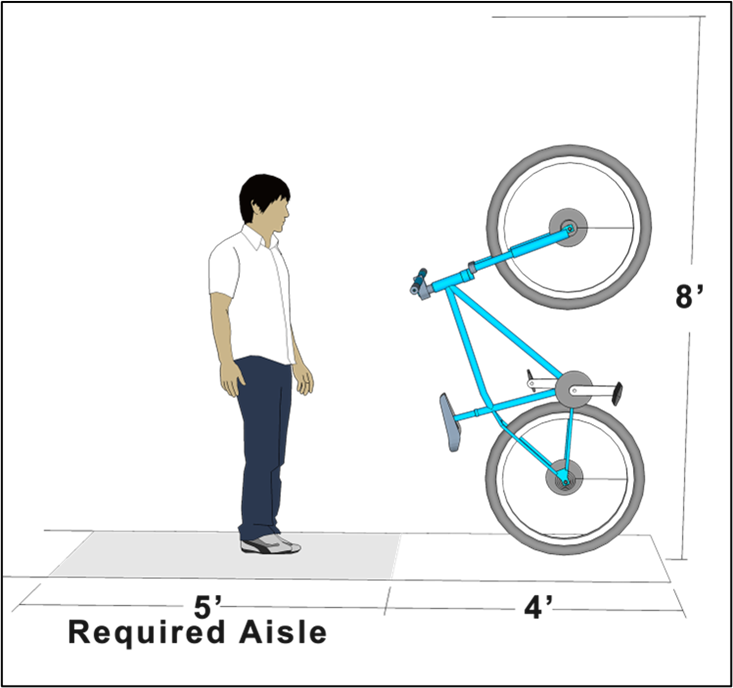 Figure 5122C: Example of Vertical Bicycle Parking Dimensional Standards